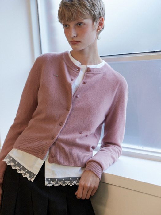 TASMANIA WOOL CARDIGAN_ROSE PINK