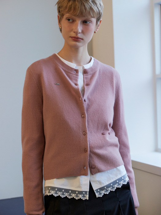 TASMANIA WOOL CARDIGAN_ROSE PINK