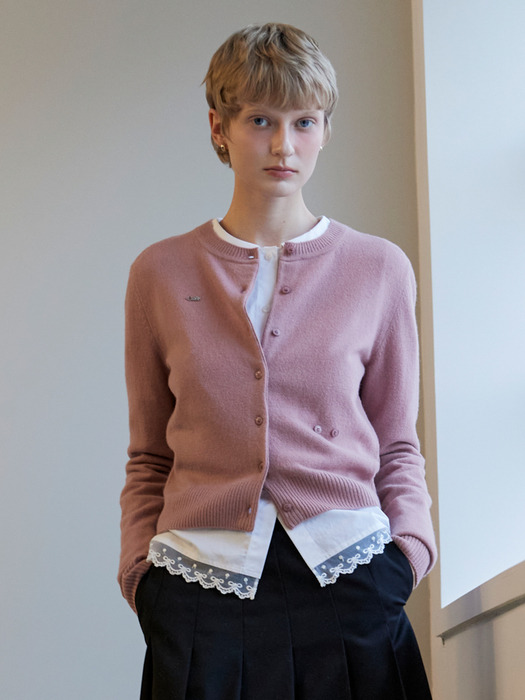 TASMANIA WOOL CARDIGAN_ROSE PINK