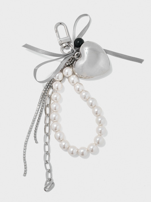 Big heart pearl keyring