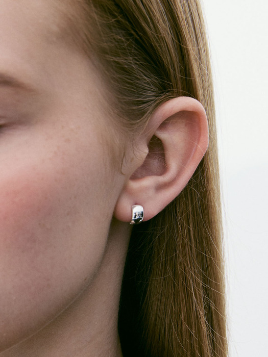 [silver925]square onetouch earring