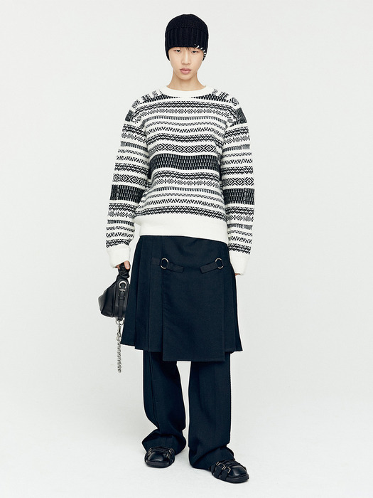 NORDIC CREW-NECK SWEATER atb1162m(ECRU)