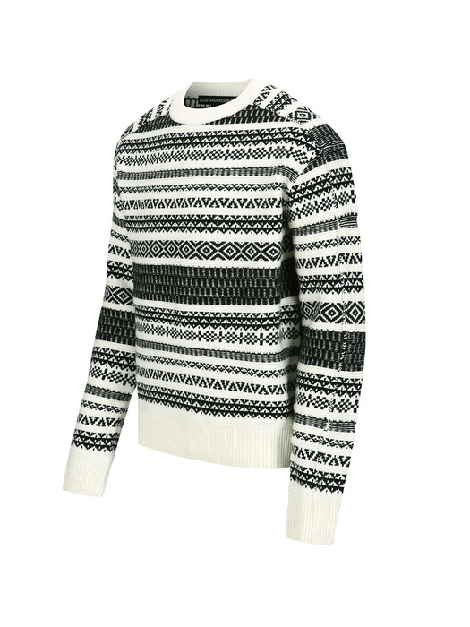 NORDIC CREW-NECK SWEATER atb1162m(ECRU)