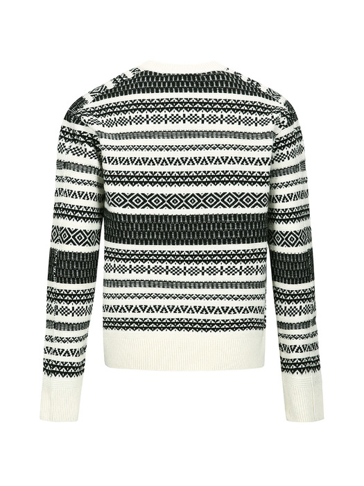 NORDIC CREW-NECK SWEATER atb1162m(ECRU)