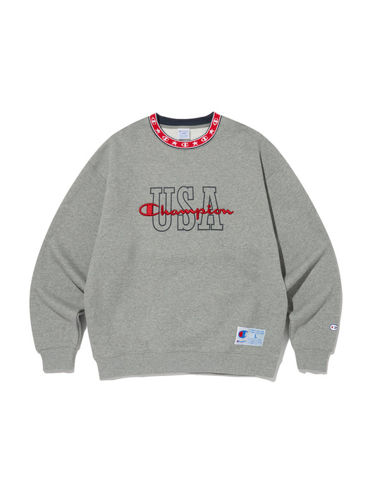 [ASIA] Super Fleece USA 자카드 립 스웨트셔츠 (NORMAL GREY) CKTS4F414G2