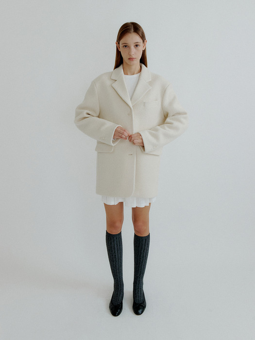 Phamee alpaca blazer half coat (3 color)