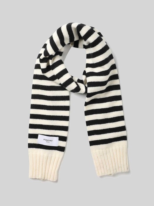 [24 WINTER][SALT Label] NOAH STRIPE KNIT MUFFLER_IVORY/BLACK