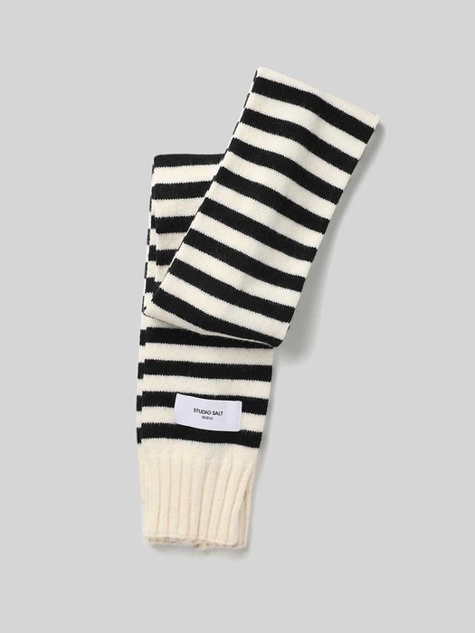 [24 WINTER][SALT Label] NOAH STRIPE KNIT MUFFLER_IVORY/BLACK