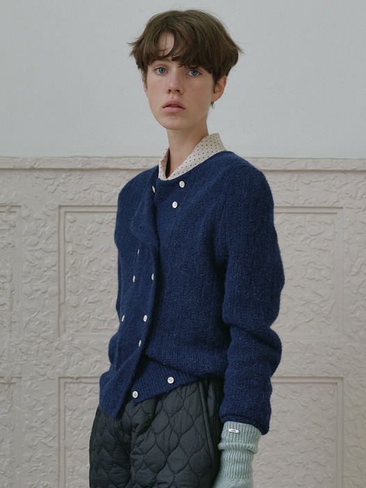 Via Rinker alpaca knit cardigan (Navy)