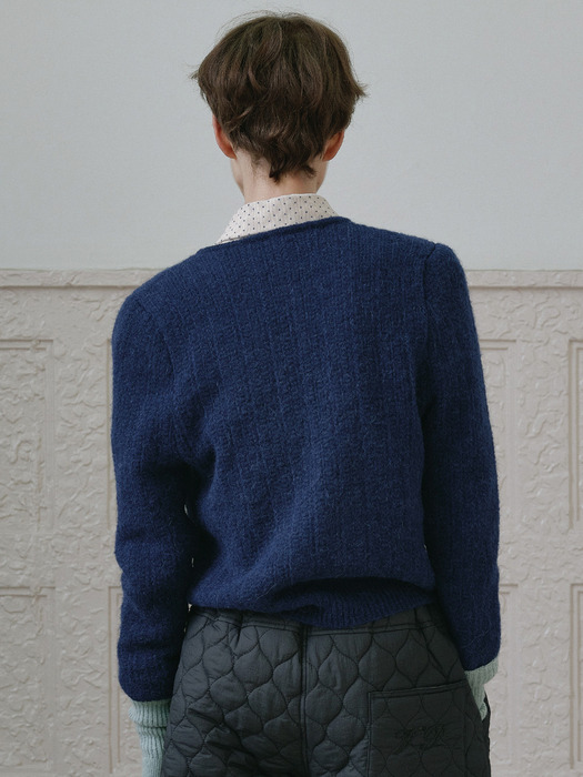 Via Rinker alpaca knit cardigan (Navy)