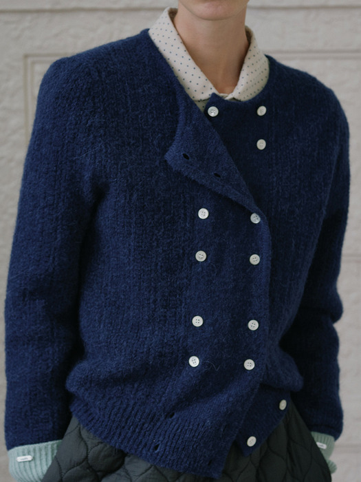 Via Rinker alpaca knit cardigan (Navy)