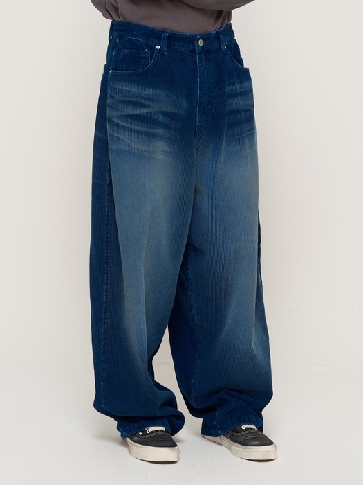 WASHED CORDUROY BALLOON PANTS (NAVY)