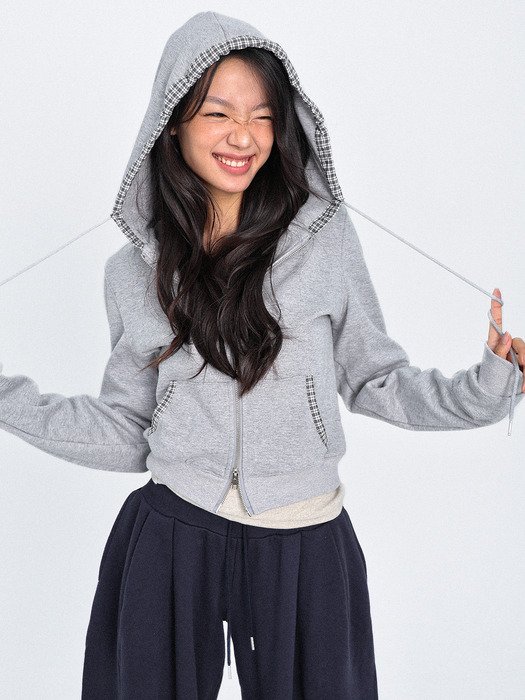 체크 오프닝 데일리 후드집업 (2 Colors)