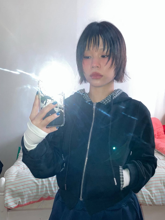 체크 오프닝 데일리 후드집업 (2 Colors)