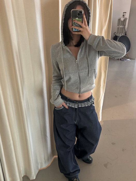 체크 오프닝 데일리 후드집업 (2 Colors)