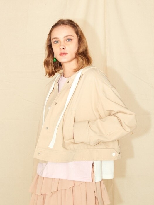 CROP HOODIE JUMPER_BEIGE