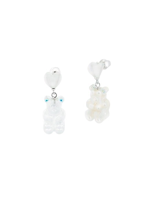 GUMMY BEAR HEART DROP EARRINGS (MULTI PEARL, CLEAR)