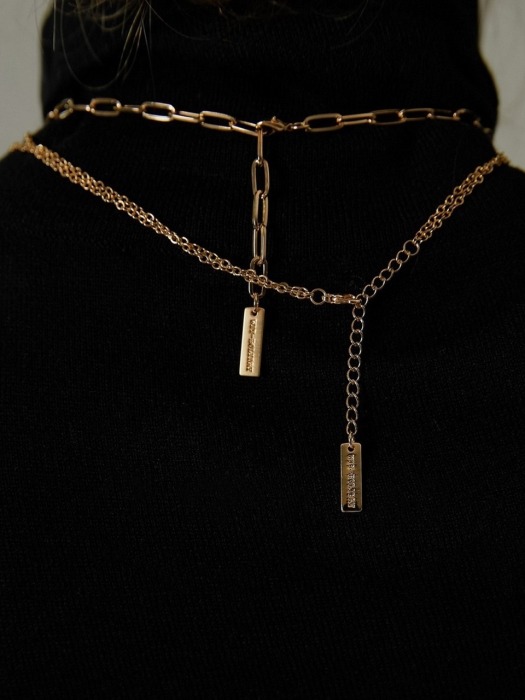Matt medal chain - necklace & braclet [ 2 piece ]