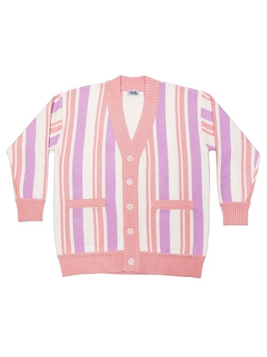 Stripe Oversize Cardigan (Pink)