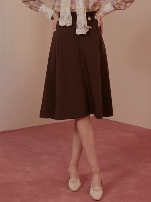 monts850 flared skirt with button details (brown) 