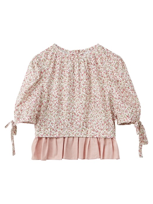 Flower back button blouse - Pink