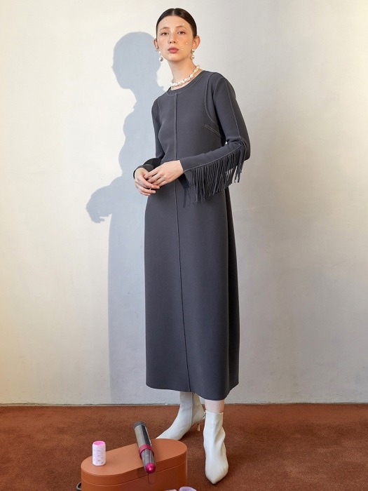 Ordu Arm Point Dress_Charcoal