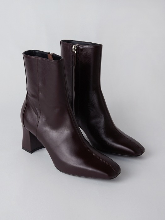 Square Ankle Boots [Wine]