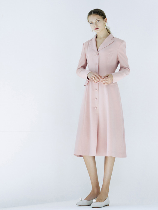 [리퍼브][EXCLUSIVE] VERONICA Single button tuxedo dress (Peach Pink)