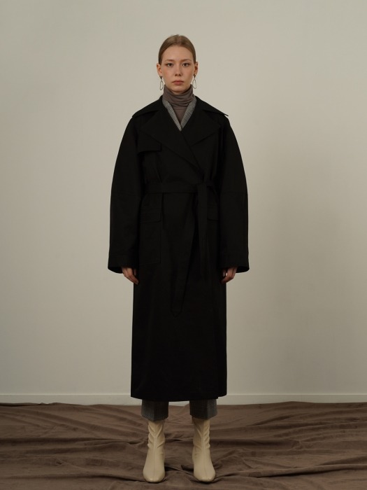 LS WIDE SLEEVE TRENCH COAT_BLACK