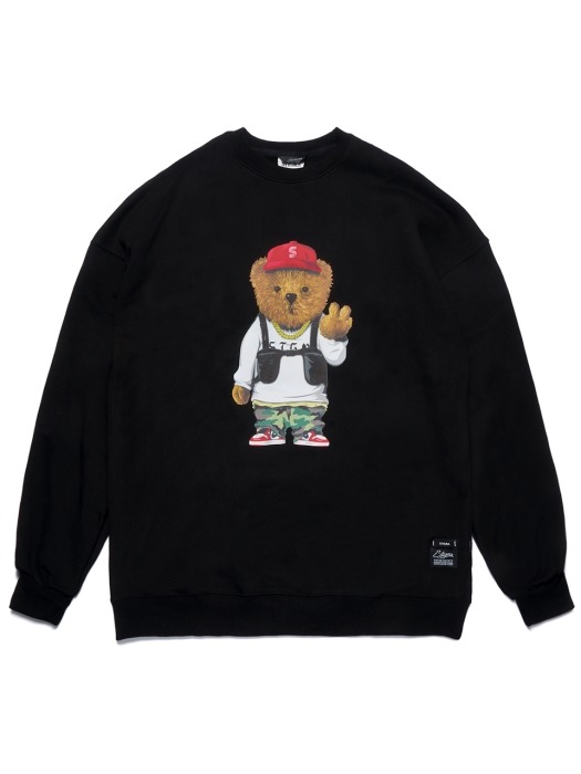 ★関税込★STIGMA★V BEAR OVERSIZED HEAVY SWEAT CREWNECK★2色 스티그마]V BEAR OVERSIZED HEAVY SWEAT CREWNECK BLACK