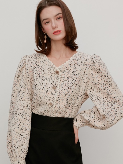 [By Joorti] J378 laced puff blouse (ivory)