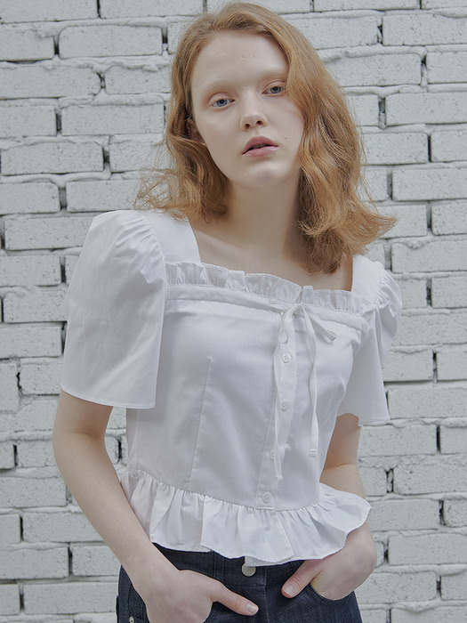 PUFF SLEEVE CROP BLOUSE_WHITE