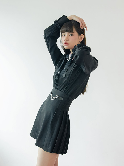 Chain pleats skirt (black)