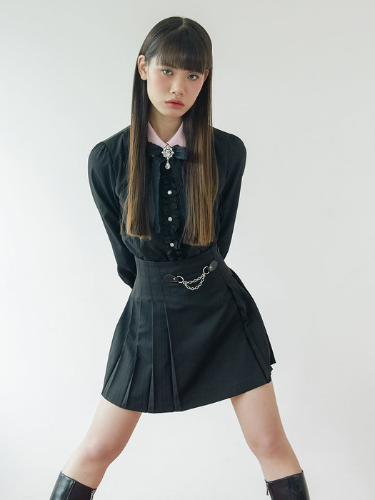 Chain pleats skirt (black)
