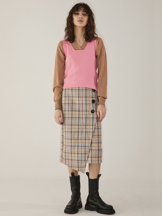 SQUARE SLEEVELESS TOP [PINK]