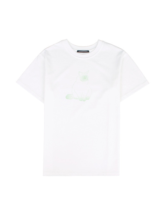 SIAMESE CAT OVER FIT TEE_WHITE