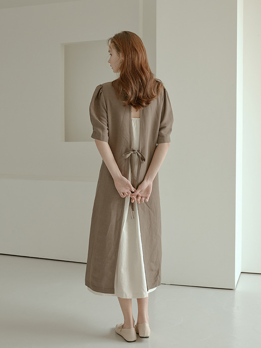 2-way linen long dress[Brown]