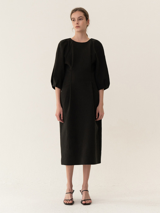 [ESSENTIAL] Cocoon Silhouette Dress Black