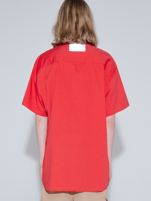 Overfit vivid linen color half shirt_red