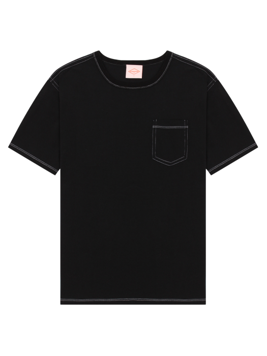 와이드 스티치 반팔 티셔츠 [BLACK] / S2D05008