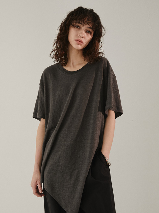 LINEN TIED UP T [CHARCOAL]