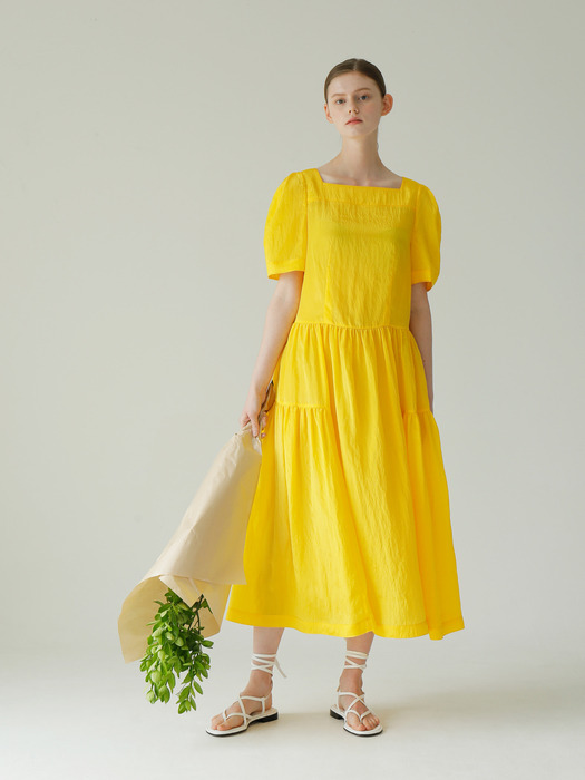 Puff Sleeve Dress_Yellow