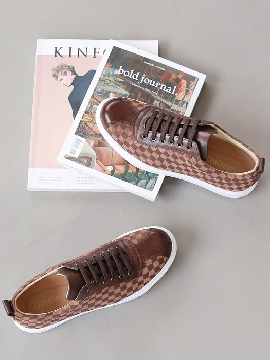 Pienza Check Brown Sneakers#1009