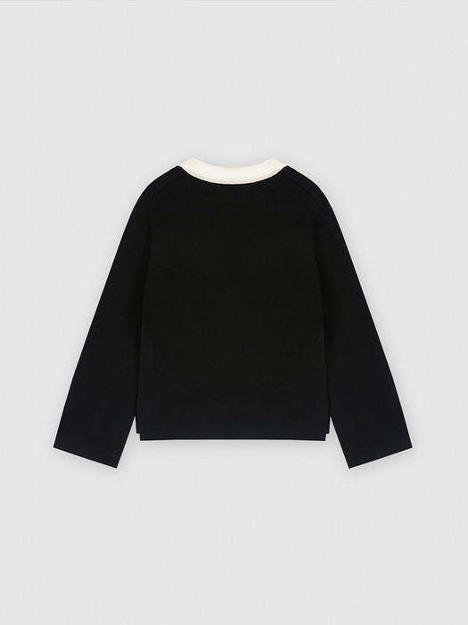 POINTED COLLAR KNIT POLO (BLACK)