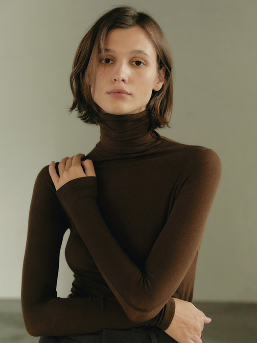 Tencel turtleneck - Brown