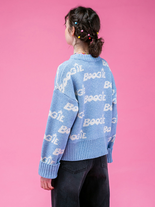 Light Blue ‘BOOGIE’ Jacquard Pullover Knit