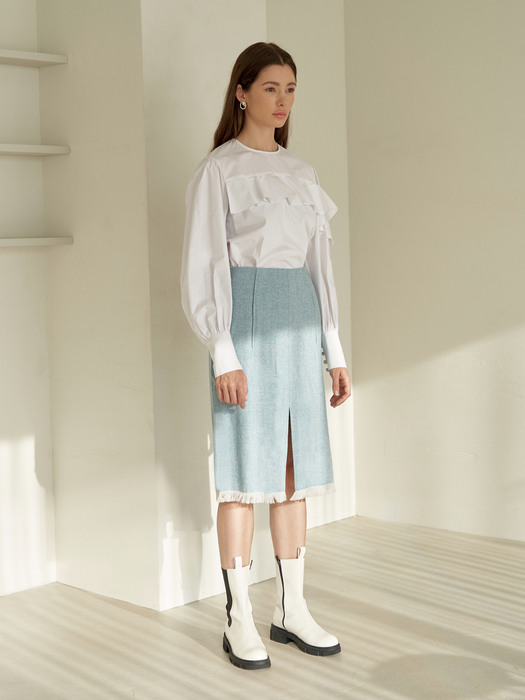 Light Blue Herringbone Skirt
