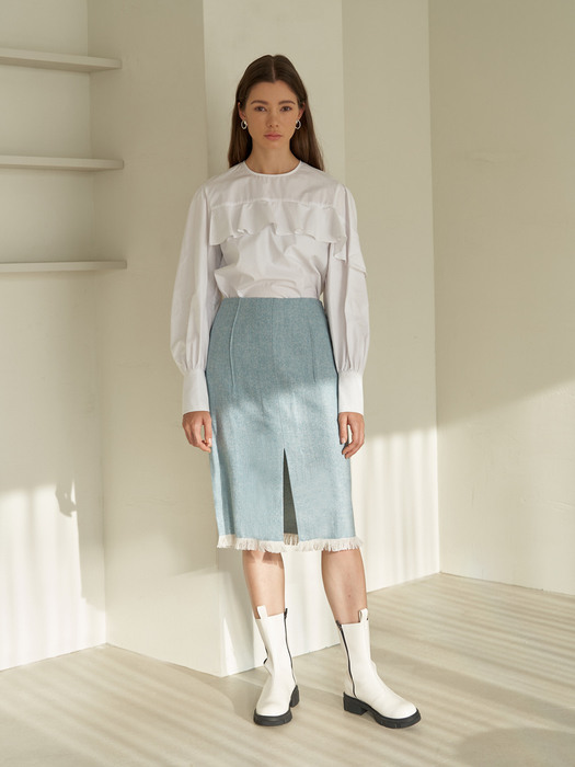 Light Blue Herringbone Skirt