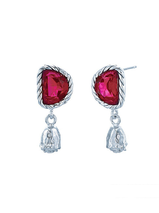 Half-moon Ruby&Rose Earrings (white)