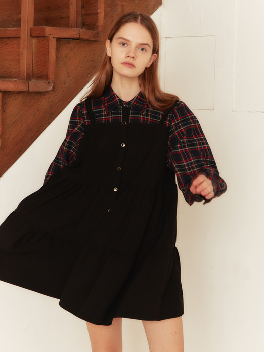 A3 CHECK BLOCK FLARE DRESS_BK